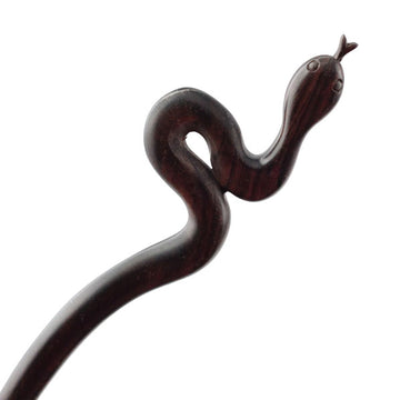 CrystalMood Handmade Carved Wood Hair Stick Snake Ebony